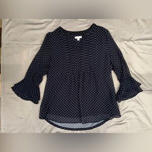 Charter Club Navy and White Floral Blouse